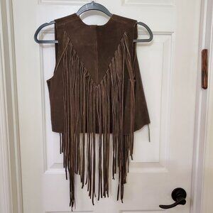Vintage suede fringe Western vest unisex Medium